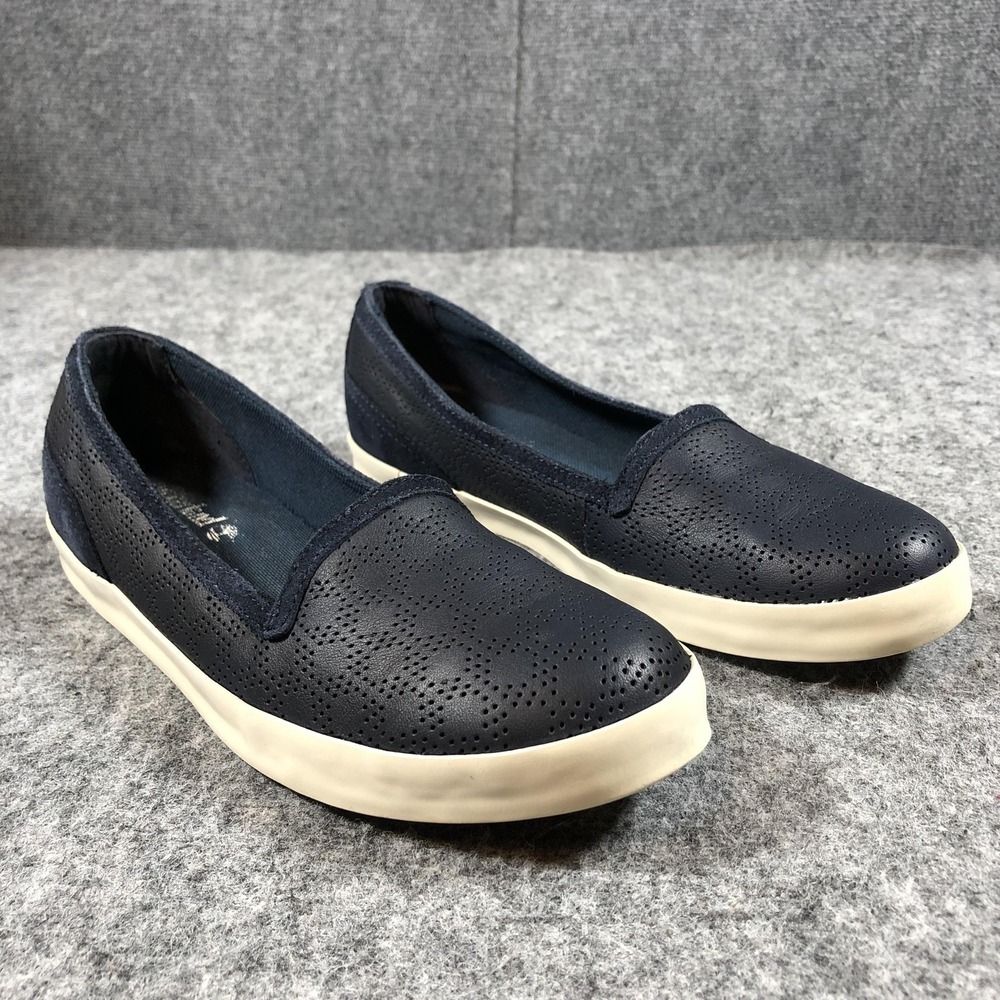 Timberland Shoes Womens Size 9.5 Navy Blue Slip On Perforated Flats Casual
